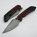 Kansept Knives Fenrir Red Swirl G-10/Titanium & Damascus K1034A2
