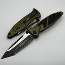 Microtech Socom Elite Tanto Edge Full Serrated Manual OD Green Standard 161-3OD