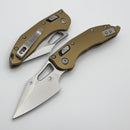 Microtech Knives Manual M-Stitch RAM LOK Tan Smooth Aluminum Handles & Stonewash M390MK 169MRL-10TA
