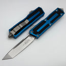 Microtech Scarab 2 Gen 3 Stonewash Spine Fluted Tanto w/ Blue Handle 1279-10BL