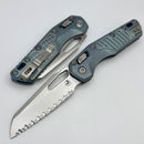 Microtech Marfione Select MSI RAM LOK Ice Blue Frag Titanium Handles w/ Double Vapor Blast & Blue Accents & Full Serrated Stonewash M390MK 210-12FRMS6