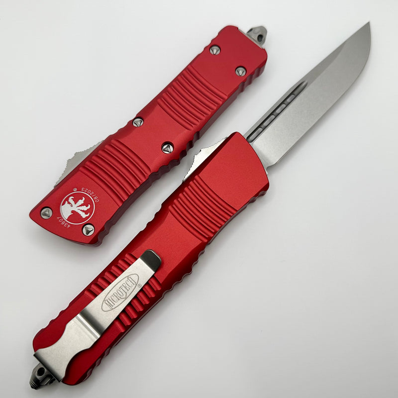 Microtech Combat Troodon Single Edge Stonewash & Red 143-10RD