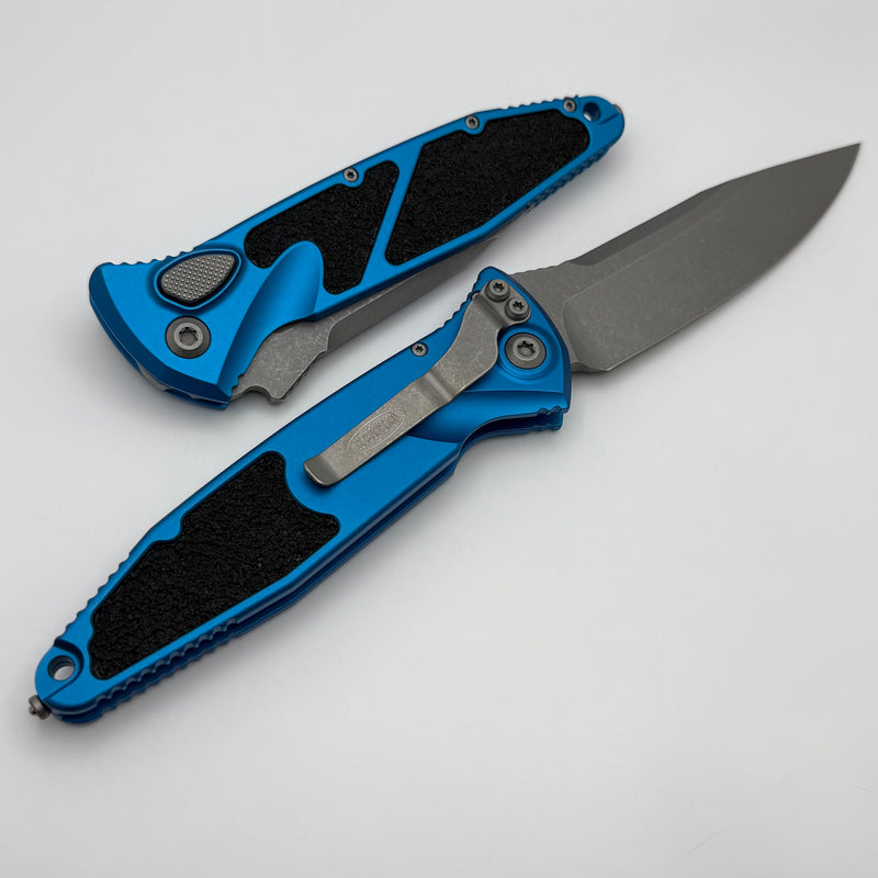 Microtech Socom Elite Auto Blue Handles w/ S/E Apocalyptic 160A-10APBL