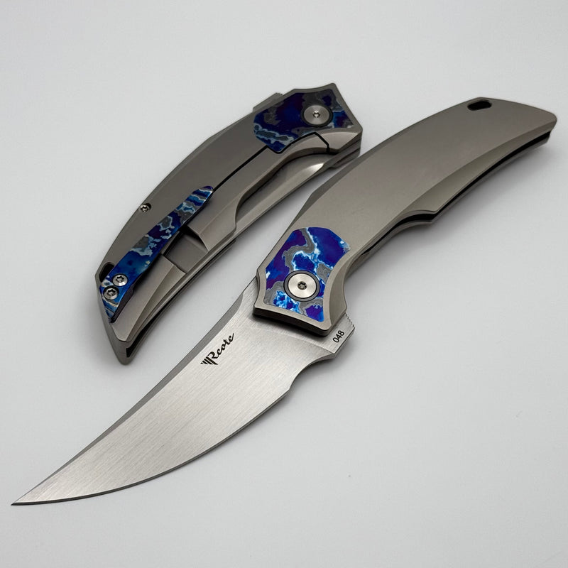 Reate Knives Velocity Tashi Bharucha Bead Blast Titanium Handles w/ ZircuTi Inlays & Hand Satin Elmax