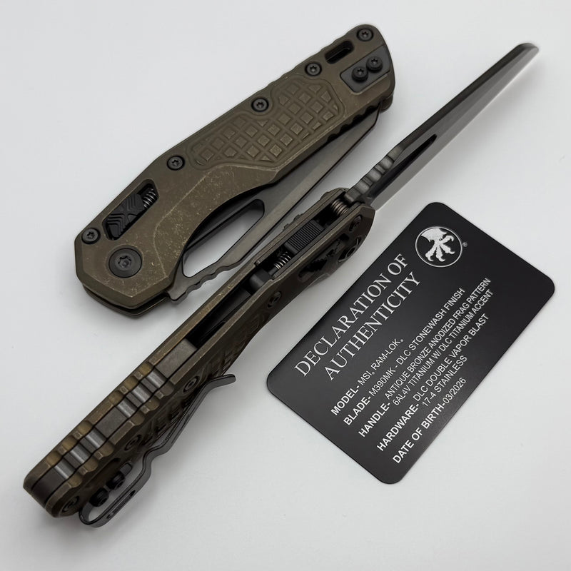 Microtech Marfione Select MSI RAM LOK Antique Bronze Frag Titanium Han