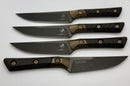 Microtech Steak 4 Piece Set Carbon Fiber/Bronze Titanium Bolster Handle w/ DLC M390MK Signature Series 3600B-1SETDLCCFS