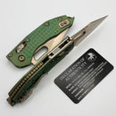 Microtech Marfione Select Manual Stitch RAM LOK Antique Green Frag Titanium Handles & Bronze Full Serrated M390MK 169RL-15FRMS1