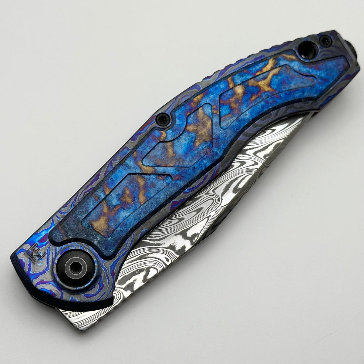 Custom Knife Factory Veksha HD ZircuTi & Crystal Ti Handles w/ Damaste