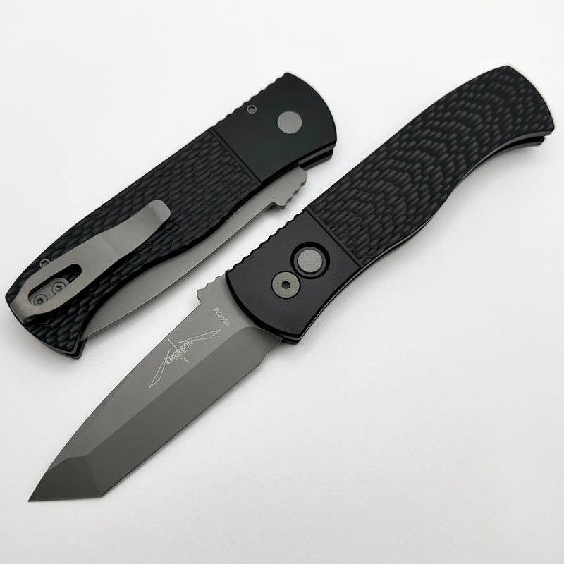 Pro-Tech Emerson CQC7 Chisel Blasted Tanto w/ Textured Black Handle & Wide Deep Carry Clip E7T05