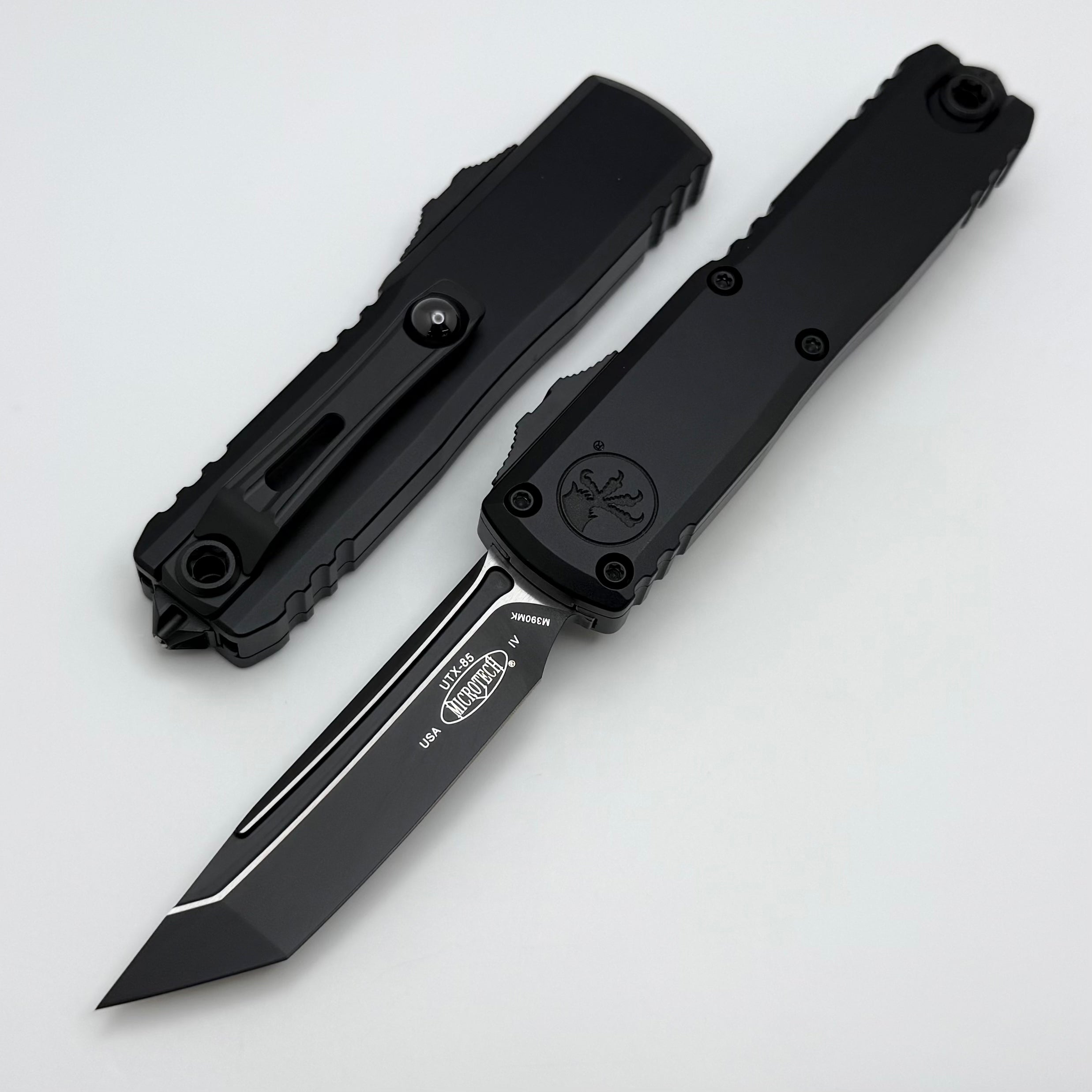 Microshell 85 Microtech UTX-85 Gen IV w/ Black Handle & Black T/E M390MK 12334-1T