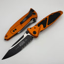 Microtech Socom Elite Manual Black Part Serrated S/E w/ Orange Handles 160-2OR