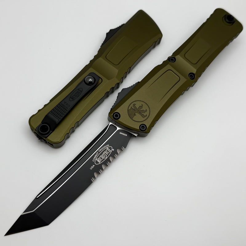 Microtech Knives Combat Troodon Gen III Black Partial Serrated Tanto w/ OD Green Handle 1144-2OD