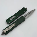 Microtech Dirac D/E Stonewash Standard & Emerald Green Handle 225-10EG