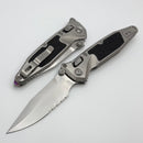 Marfione Select Microtech Socom Ram-Lok Titanium Textured Inlaid Handles w/ Purple Accents & Spear Point Stonewash Serrated M390MK 160RL-11SMS4