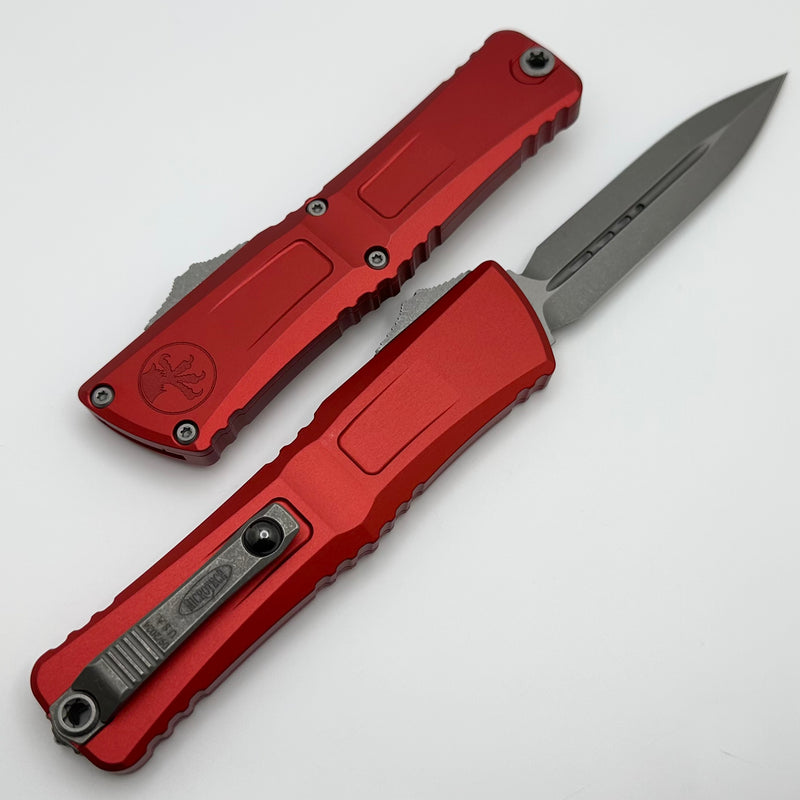 Microtech Knives Combat Troodon Gen III Apocalyptic Double Edge w/ Red Handle 1142-10APRD