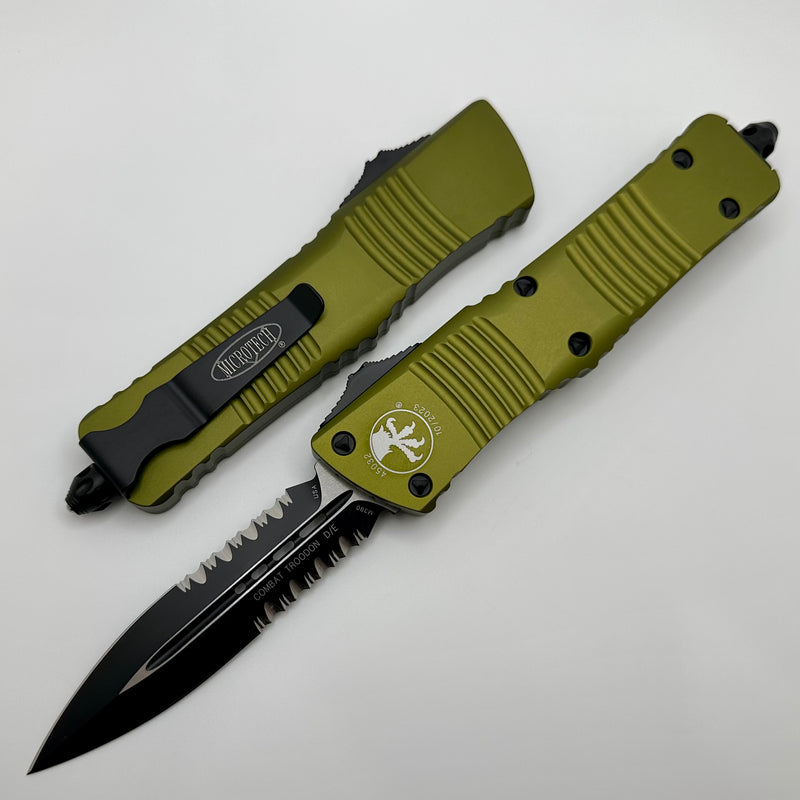 Microtech Combat Troodon Double Edge Partial Serrated Black & OD Green 142-2OD