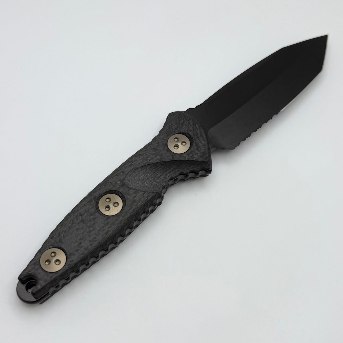 Microtech Socom Alpha Mini Tanto Partial Serrated Black DLC & Carbon F