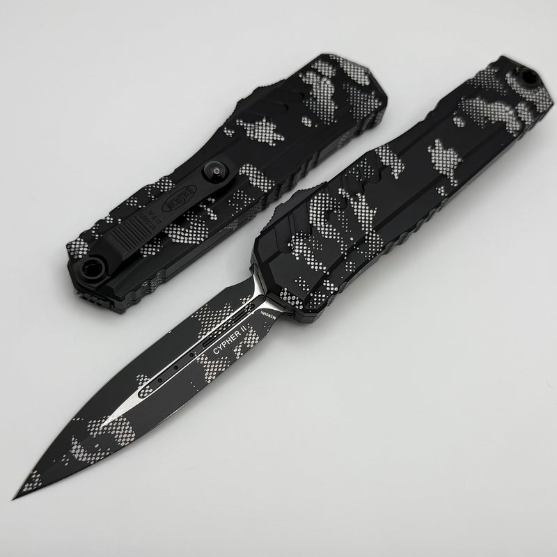 Microtech Cypher II Black D/E Pixel Camo 1242-1PXC
