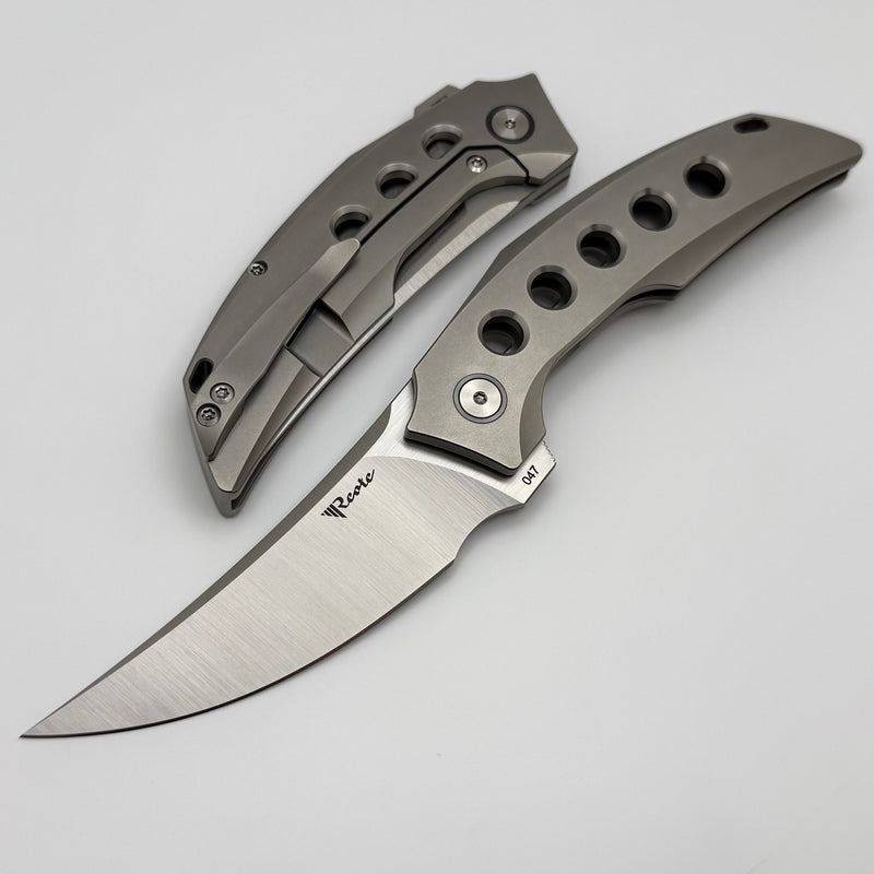 Reate Knives Velocity Tashi Bharucha Bead Blast Titanium Handles & Elmax