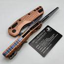 Microtech Marfione Select MSI RAM LOK Copper Frag Handles w/ Blue Accents & Blued Baker Forge Coppermai Damascus 210-16FRMS2