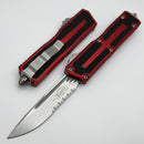 Microtech Scarab 2 Gen 3 S/E Stonewash Partial Serrated Fluted w/ Red Handles 1278-11RD