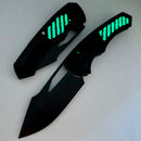 Heretic Knives Pariah M/A Button Lock Black Aluminum Handles w/ Glow In The Dark Carbon Fiber & DLC MagnaCut H046-6A-GLO/CF