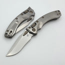 Microtech Amphibian Mini RAM LOK Stonewash Titanium Slab & Stonewash M390MK w/ Flamed Accents 137MRL-10MS4