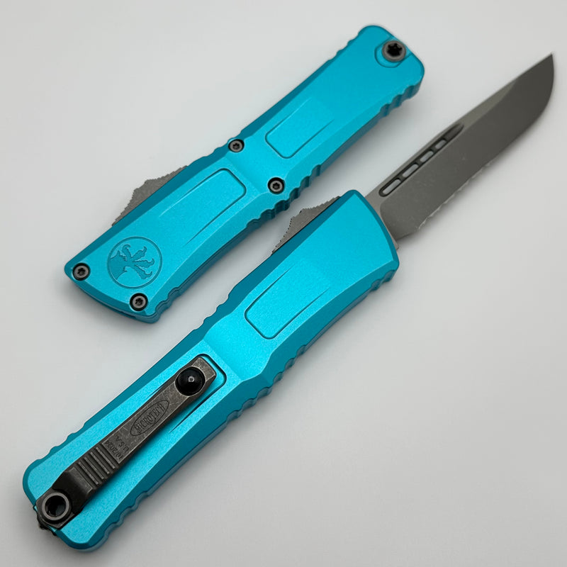 Microtech Knives Combat Troodon Gen III Apocalyptic S/E Partial Serrated w/ Turquoise Handle 1143-11APTQ