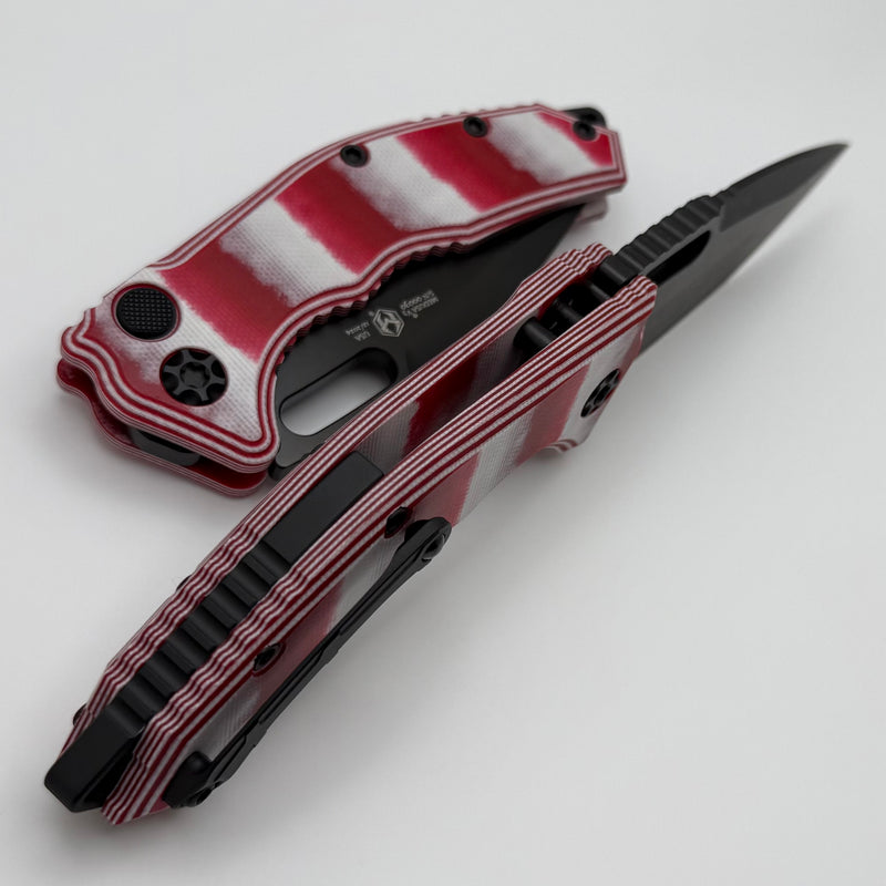 Heretic Knives Medusa Candy Cane G-10 Handles w/ DLC Tanto MagnaCut H011-6A-CANDY