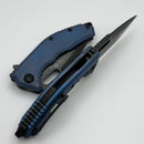 Heretic Knives Medusa Manual Antique Blue Titanium & DLC MagnaCut H009-6A-TIBLU