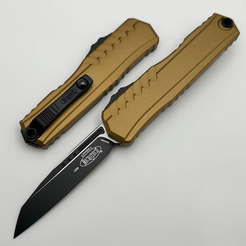 Microtech Cypher II Black S/E & Tan Handle 1241-1TA