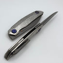 Reate Knives VK-ANUB Crystal Titanium Handles w/ Blue Accents & Darkwash Elmax