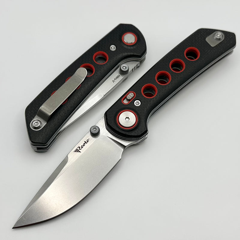 Reate Knives PL-XT Black Micarta w/ Red G-10 Inlays & Stonewash Nitro-V