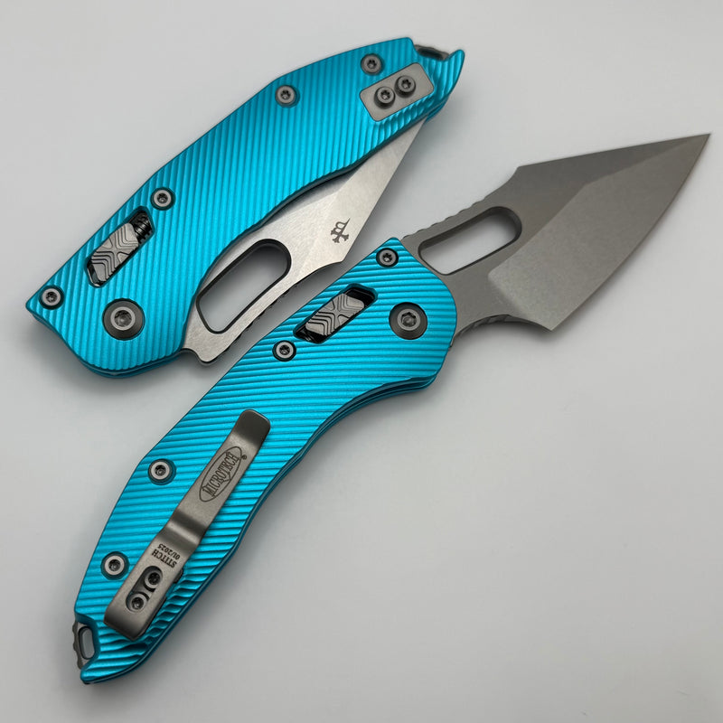 Microtech Knives Manual Stitch RAM LOK Fluted Turquoise Aluminum Stonewash Standard & M390MK 169RL-10FLTQ