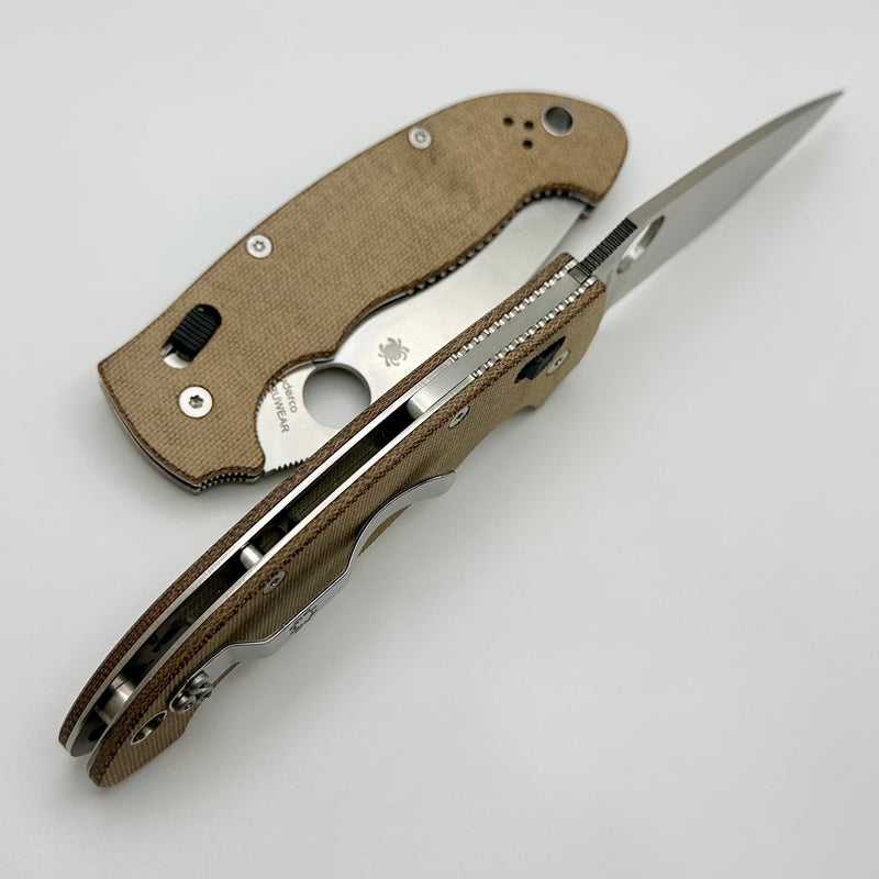 Spyderco Manix 2 XL Brown Canvas Micarta & Cru-Wear C95MPCW2