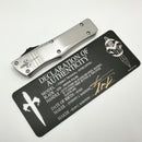Marfione Custom Knives Combat Troodon Interceptor Mirror Polish w/ Hand Rubbed Satin Finish 416 Stainless Steel Handle & Carbon Fiber Button w/ Two Tone Hardware