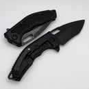 Heretic Knives Medusa Manual Black Aluminum Frame Lock w/ Grip Inlays & DLC MagnaCut Recurve H010-6A-T