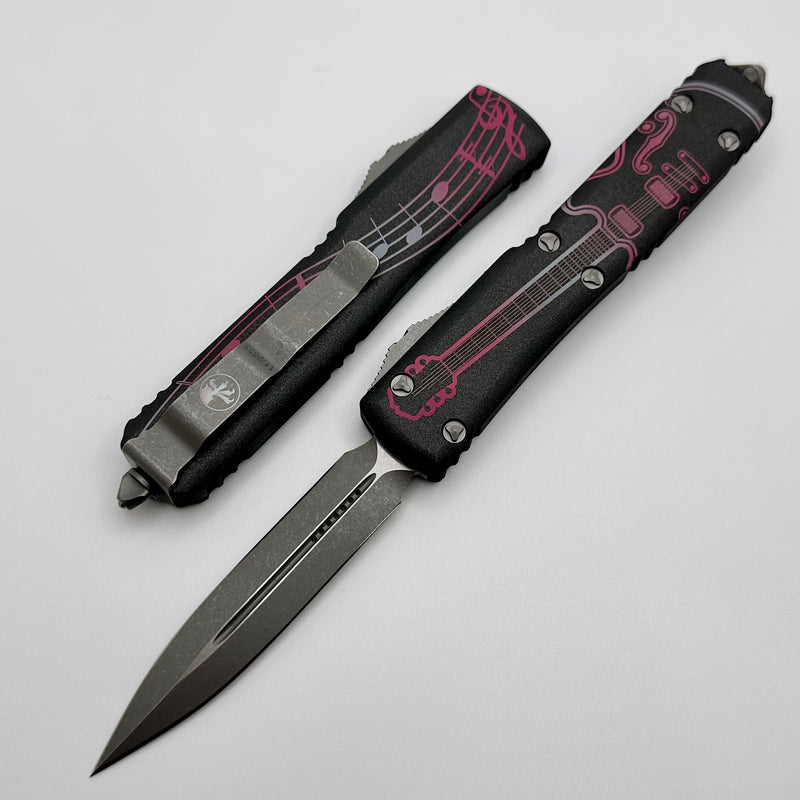 Microtech Ultratech NCKS 2023 Pink & Light Blue Double Edge Apocalyptic Standard 122-10APNCKS