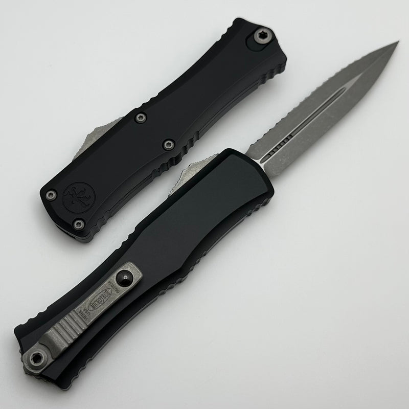 Microtech Knives Mini Hera Apocalyptic Full Serrated Double Edge M390MK w/ Black Handle 1702M-12AP