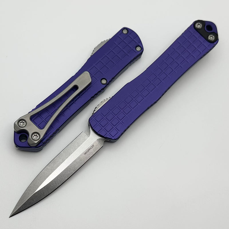 Heretic Knives Manticore S Purple Frag Grenade Grip & Stonewash Magnacut Double Edge H024F-2A-PU