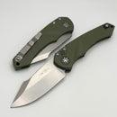 Heretic Knives Mini Pariah Auto Button Lock OD Green Polymer Handles w/ Stonewash S/E Serrated MagnaCut H054-2A-GRN