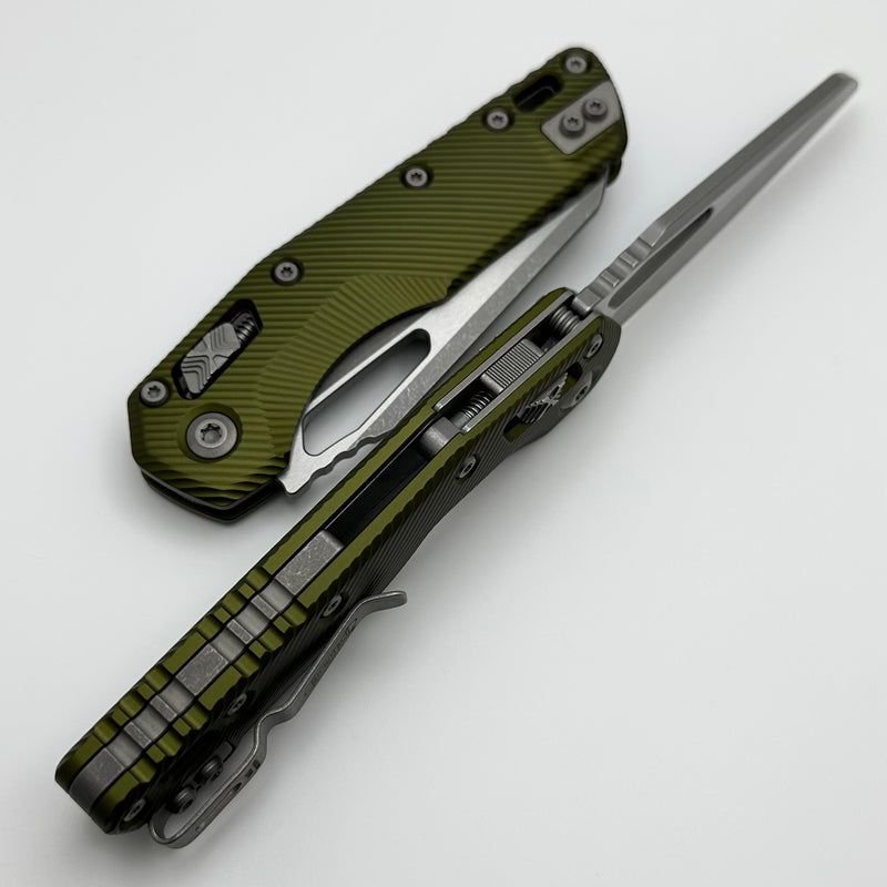 Microtech Knives MSI RAM LOK OD Green Fluted Aluminum & Apocalyptic M390MK 210-10APFLOD