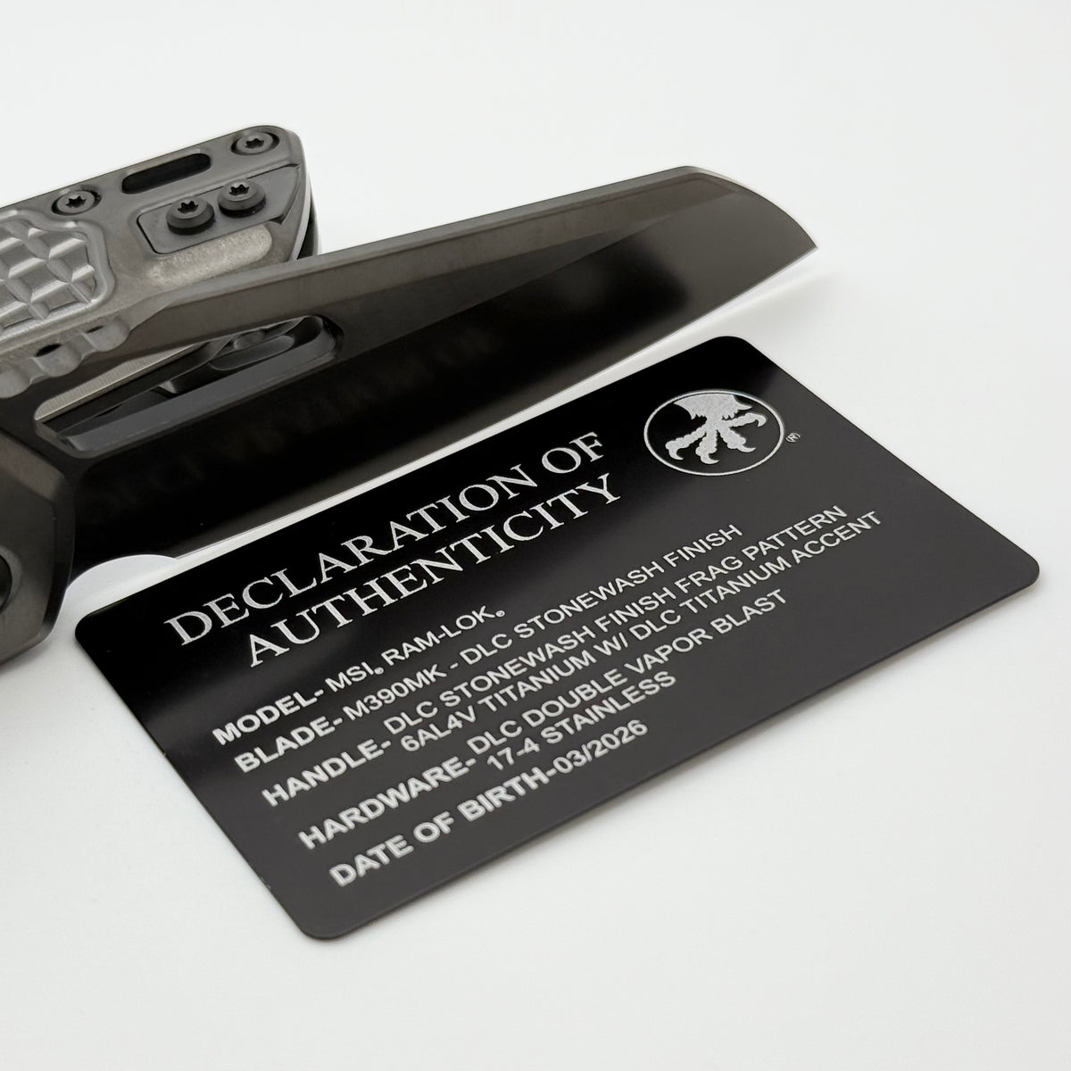 Microtech Marfione Select MSI RAM LOK DLC Frag Titanium Handles w/ DLC