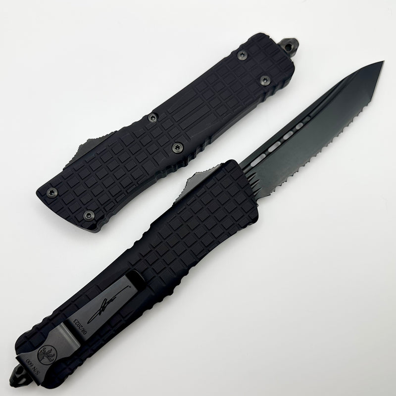 Microtech Combat Troodon Delta Frag Shadow w/ Fluted Tanto Full Serrated DLC 144-3CT-DSH