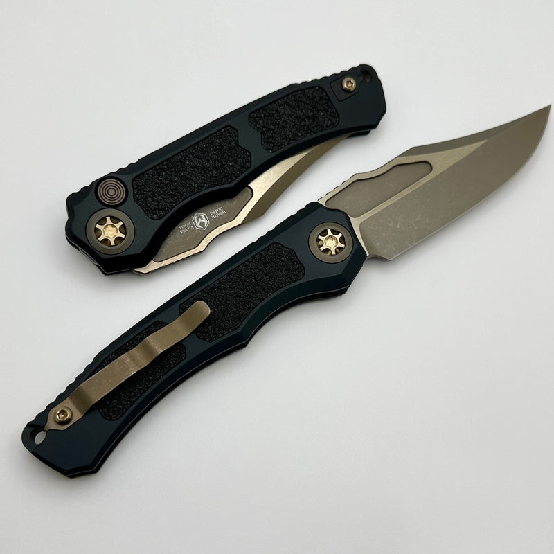 Heretic Knives Wraith Auto V4 Black Handle w/ Grip Inlays & Bronze Bowie MagnaCut Blade H002-7A