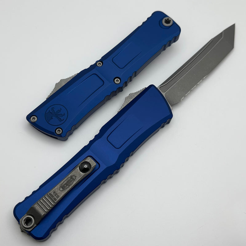 Microtech Knives Combat Troodon Gen III Apocalyptic Tanto Partial Serrated w/ Navy Blue Handle 1144-11APNA