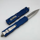 Microtech Dirac Delta Double Edge Stonewash Partial Serrated & Navy Blue Handle 227-11NA