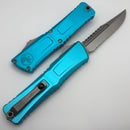 Microtech Knives Combat Troodon Gen III Stonewash Partial Serrated Interceptor w/ Turquoise Handle Signature Series 1217-11TQS