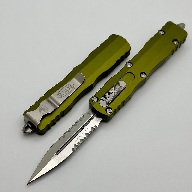 Microtech Dirac Double Edge Satin Partial Serrated & OD Green 225-5OD