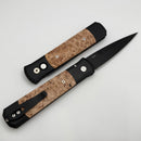 Pro-Tech Godfather Black Handles w/ Maple Burl Inlays & DLC 154-CM Blade 906